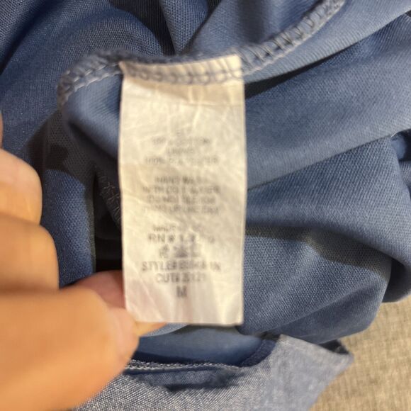 Blue Rain Chambray Mini Skirt tie front elastic Waist made in USA sz M - Picture 6 of 6